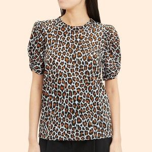 A.L.C. Katy Leopard Puff Sleeve Top